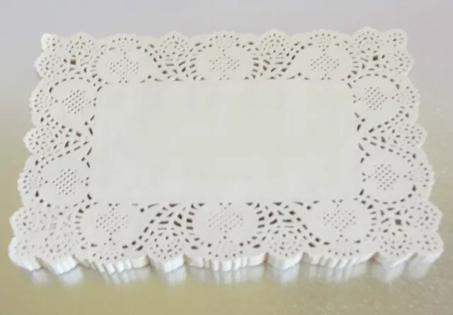 Rectangle Paper Lace Doilies  Ivory white Wedding Craft Scrapbook Cake 8 sizes 3