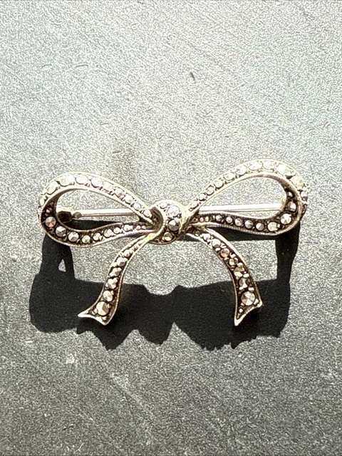 Broche Ancienne En Argent Massif 925 - Style Art Déco / Nouveau, Motif Nœud - Occasion, Origine France