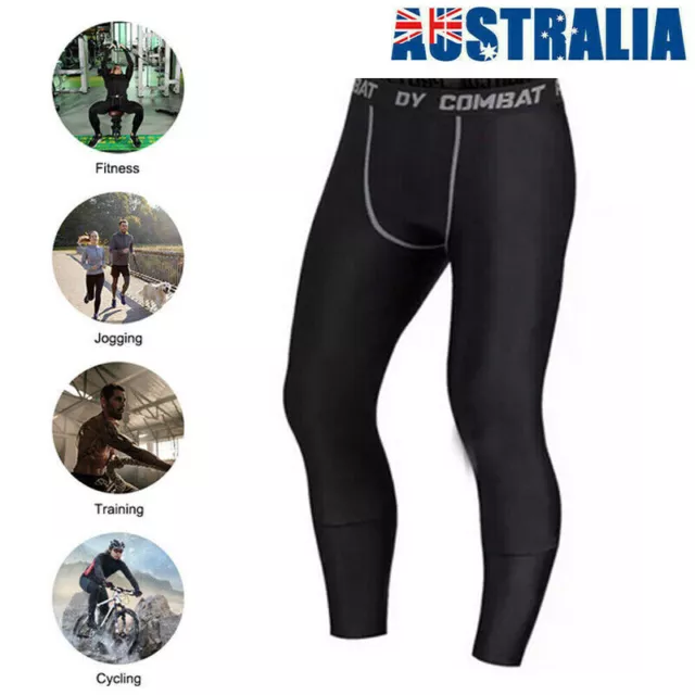 Mens Compression Pants Tights Skins Base Layer Running Fitness Gym Bottoms AU