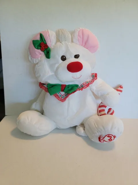 Vintage Fisher Price Puffalump White Christmas Mouse Candy Cane Plush 8036 1987