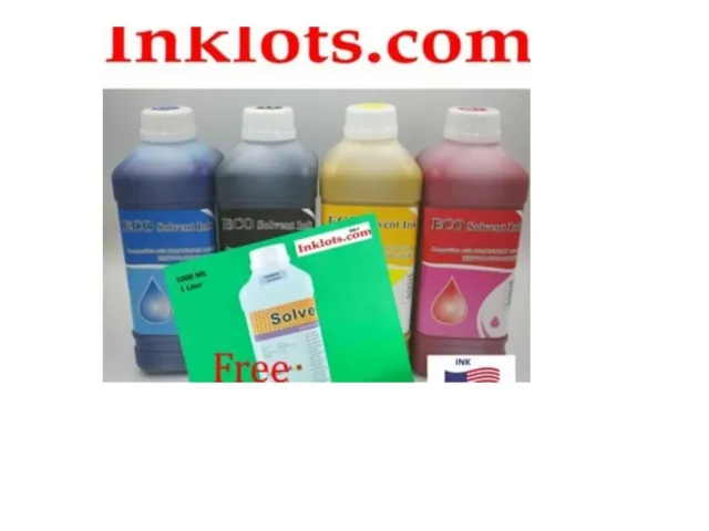 Eco solvent Ink DX4 DX5 DX6 DX7 Roland Mimaki Mutoh printers  w free cleaneer