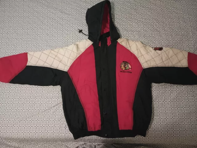 Vintage 90s Chicago Blackhawks Starter NHL Hockey Long Sports Coat Jacket Large