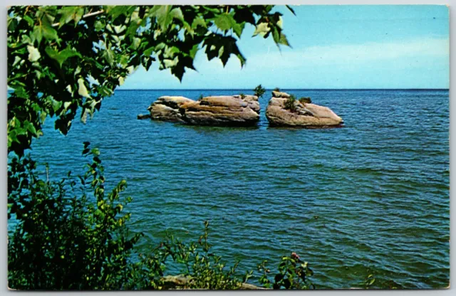 Sister Rocks, Port Austin, Michigan - Postcard