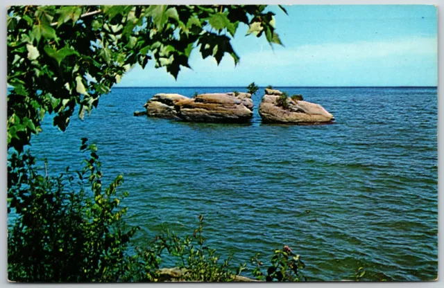 Sister Rocks, Port Austin, Michigan - Postcard