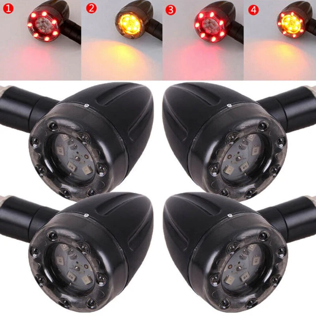 4X Motorcycle LED Bullet Brake Blinker Turn Signal Tail Lights For Harley HONDA