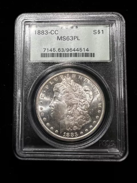 1883 CC Morgan Silver Dollar $1 PCGS MS63 PL Proof Upgrade BU+ OGH Green RARE