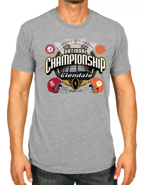 Alabama Carmesí Cresta Clemson Tigers 2016 College Fútbol Playoff Gris Camiseta