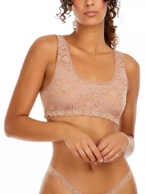 New Women's HANKY PANKY Taupe Daily Lace Lined Scoop Neck Bralette Size S