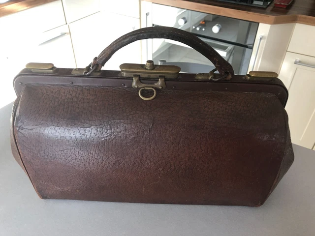 Ancien Sac De Médecin En Cuir Ou Malette De Voyage Ou Sacoche De Docteur