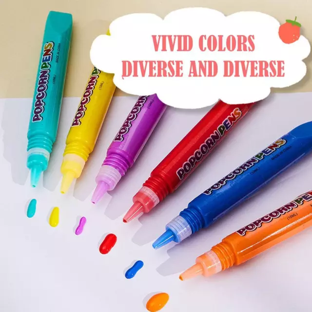 DIY Bubble Popcorn Drawing Pens, Magical Puffy Pens,Popcorn Color Paint Pen  NEW