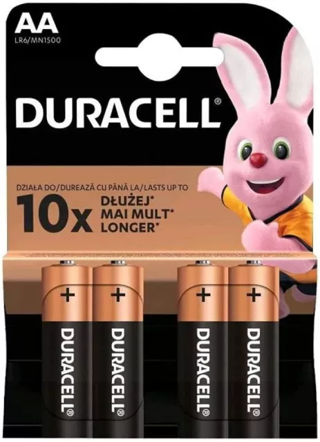 AA Duracell Alkaline Battery MN1500 / LR6 - Pack of 4 Batteries