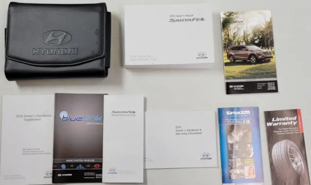 Original 2016 Hyundai SantaFe Owners Manual Supplement & Leather Document Holder