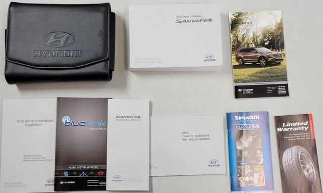Original 2016 Hyundai SantaFe Owners Manual Supplement & Leather Document Holder