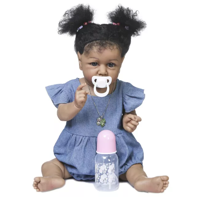 Black Girl Realistic Reborn Dolls Lifelike Baby Toddler Children Gifts African