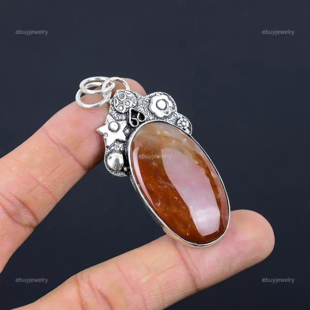 Natural Bloodstone Gemstone Indian Jewelry 925 Sterling Silver Pendant For Women