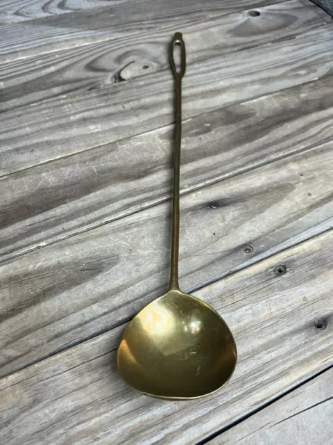 Antique Vintage Solid Brass Ladle 17" Long Spoon Heavy Duty Large Great Utensil