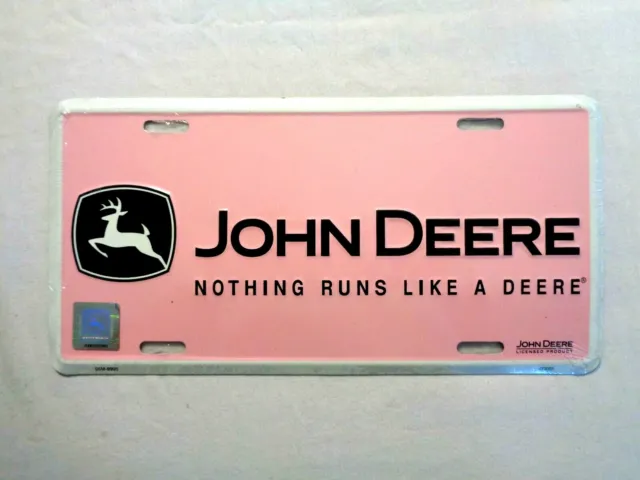 New Pink Metal John Deere License Plate-Nothing Runs Like A Deere
