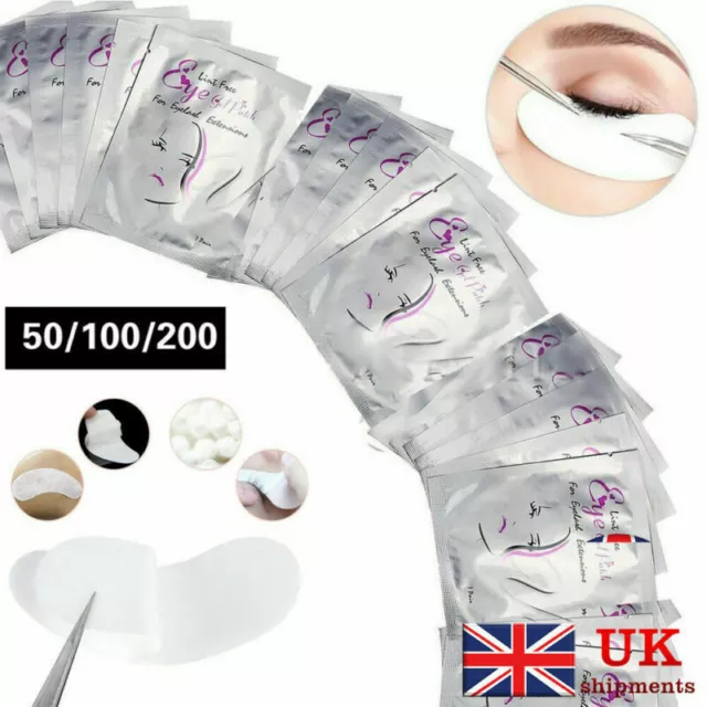 200 Pairs Eyelash Lash Extension Under Eye Gel Pads Shield Lint Free Eye Patches