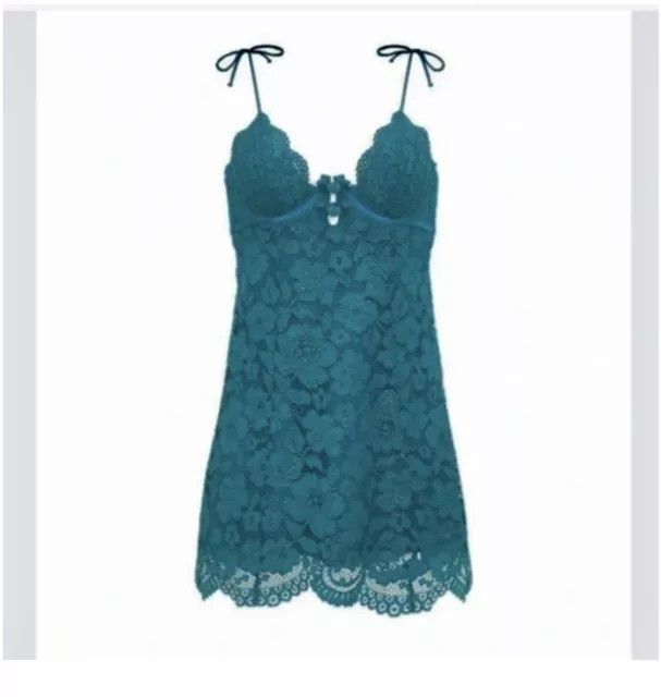 FOR LOVE AND Lemons Emerald Green Creamsicle Lined Lace Slip Dress -L ...