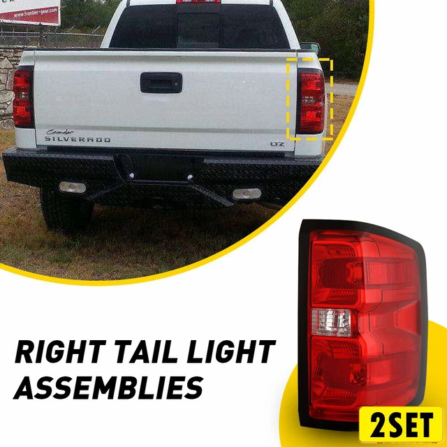 2Set RIGHT SIDE RED LENS TAIL LIGHT BRAKE LAMP W/ WIRING HARNESS FOR 14-19 SILVE