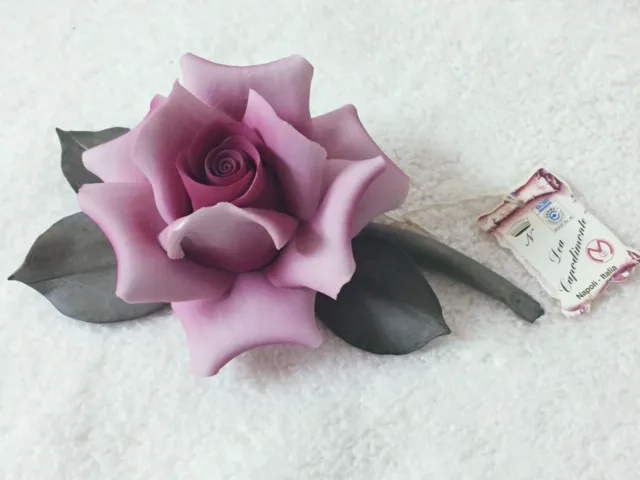 Schöne DEA CAPODIMONTE Bisque Porzellan Single ROSE Blume