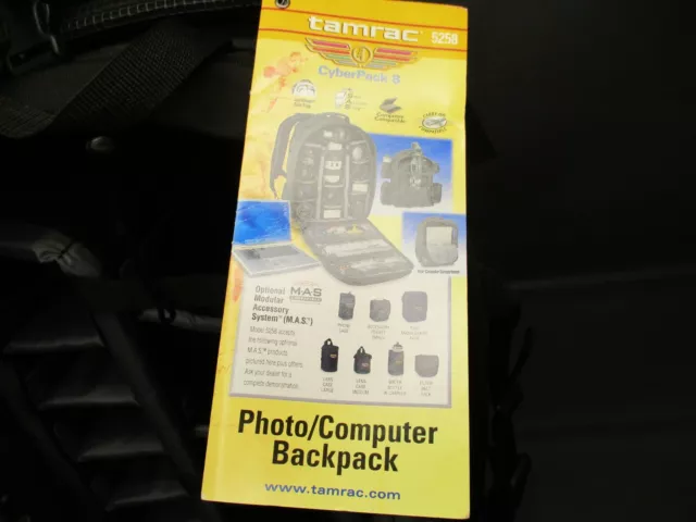 Tamrac 5258 CyberPack 8 Photo/Computer Backpack Black Bag, S.A.S System *READ* 3