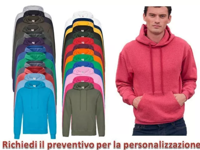 Felpa Uomo Con Cappuccio Maglia Tuta Cotone FRUIT OF THE LOOM Classic Da lavoro