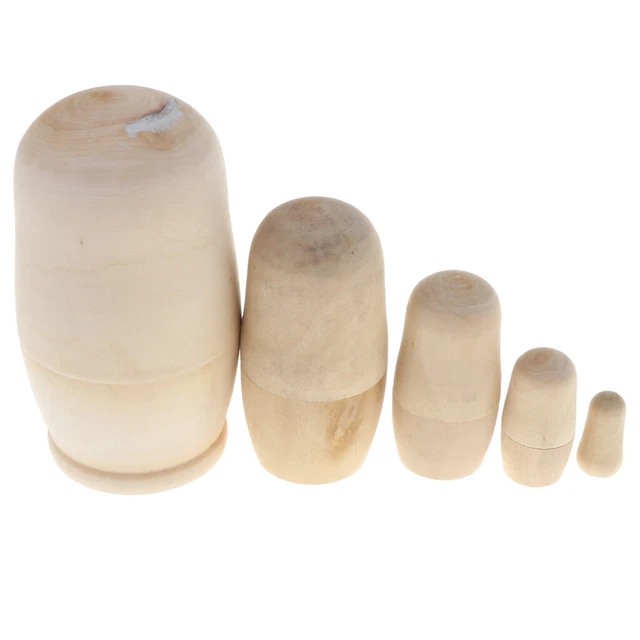 5er / Set Holz Russische   Babuschka Matrjoschka 11cm Hoch unbemalt 3