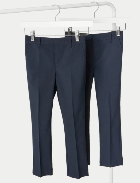 4-5 anni pantaloni da scuola navy confezione da 2 ex-M*&S ragazzi GAMBA SLIM FIT blu