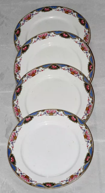 4 assiettes plates anciennes faience Digoin 1920 Antique French Plates