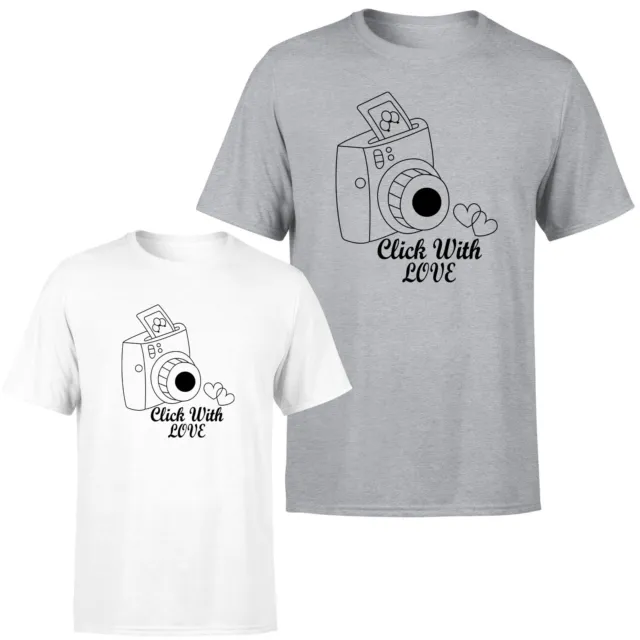 Click With Love Mens Womens T Shirt Photographer Love Photography Tee Top