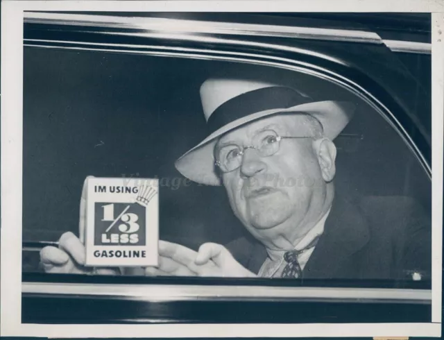 1941 Harold Ickes Secretary Interior Defense Oil Sticker Window Vintage Photo