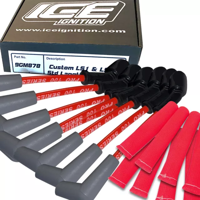 ICE PRO 100 Ignition Spark Plug Leads 9.0mm RED LS1 LS2 LS76 L77 L98 LS3 LSA