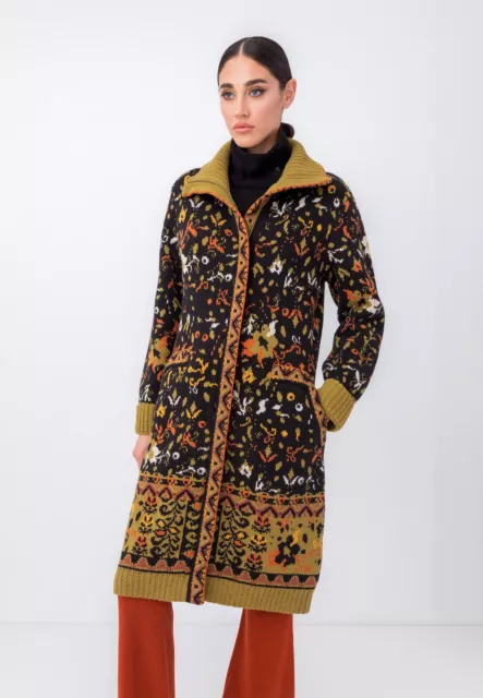 IVKO - Jacquard Coat Floral Pattern Tabac