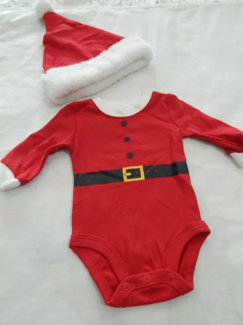 NWT Carters Baby Boys NEWBORN One Piece and Santa HAT Holiday Pictures SO CUTE