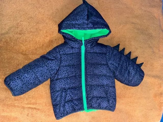 Toddler Boy”s  CARTERS DINO DOT Dinosaur Hooded Puffer Jacket 12M