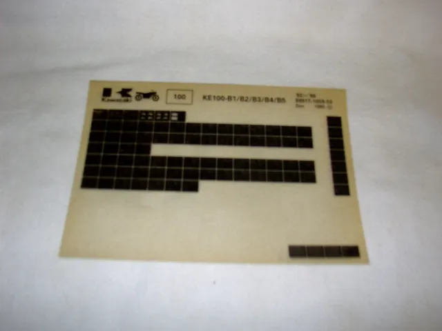 Kawasaki Ke100 Ke 100 B1/B2/B3/B4/B5  Gen Part Catalogue Microfiche