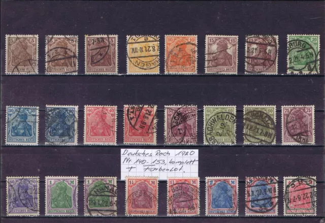 DR 1920 Mi.Nr. 140 - 153 komplett, + Farbenlot