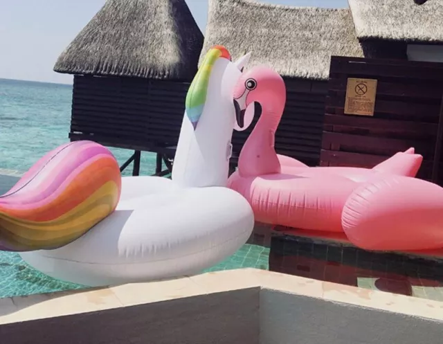 Giant Inflatable Flamingo Pool Swimming Float Raft  Lounge Toy Bed 3