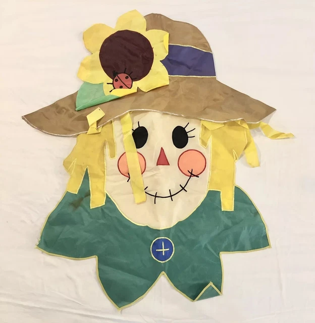 SCARECROW GARDEN FLAG Thanksgiving Fall 42”x36” Lady Bug Vintage ...