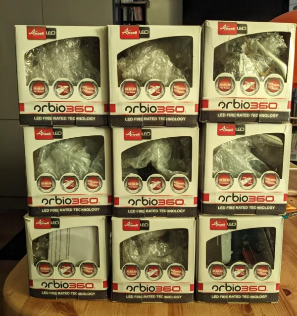 JOBLOT 9 X ANSELL ORBIO 360 AC LED IP65 DOWNLIGHT 4000K WHITE