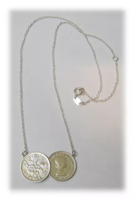 Pick Your Year Lucky Double Sixpence Coin Necklace Silver Chain NEW Birthday? 2