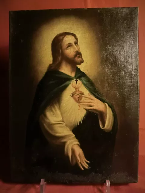 DIPINTO AD OLIO “SACRO CUORE DI GESU’” – 29 cm x 21 cm - 1800 –sec. XIX- OFFERTA
