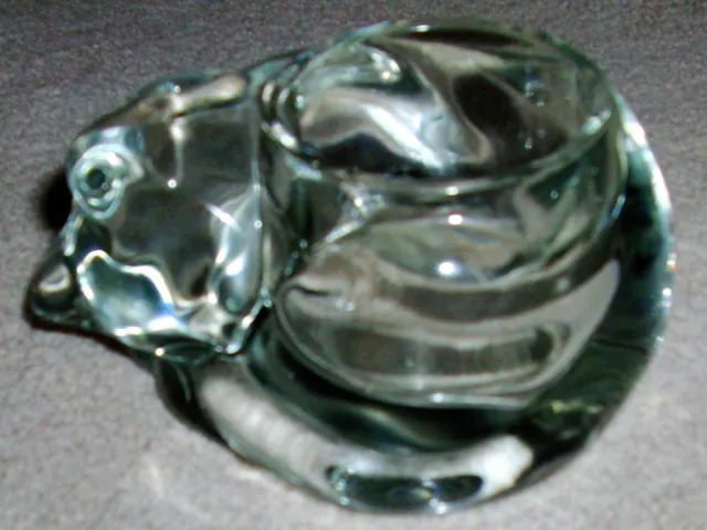 VINTAGE SOLID GLASS SLEEPING CAT VOTIVE CANDLE HOLDER NOT USED, 4.5' X 3' x 3"