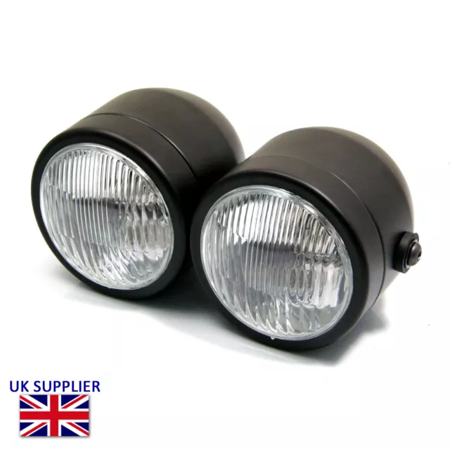 Headlights for Ducati Cafe Racer Custom Retro Project Bike - Matt Black 35W