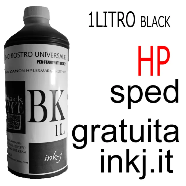 INCHIOSTRO   Black 1 LITRO X CARTUCCE DYE HP kit ciss ricarica universale