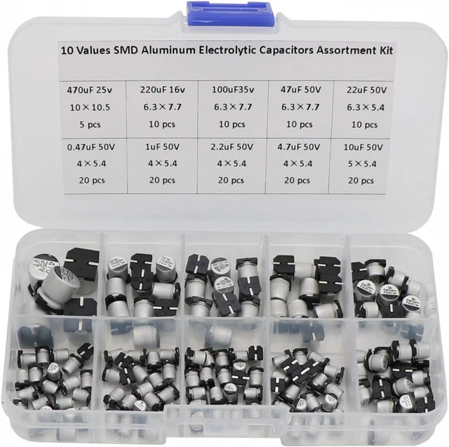 ARCELI Kit de boîte condensateurs 145 pièces, Assorties, 10 valeurs