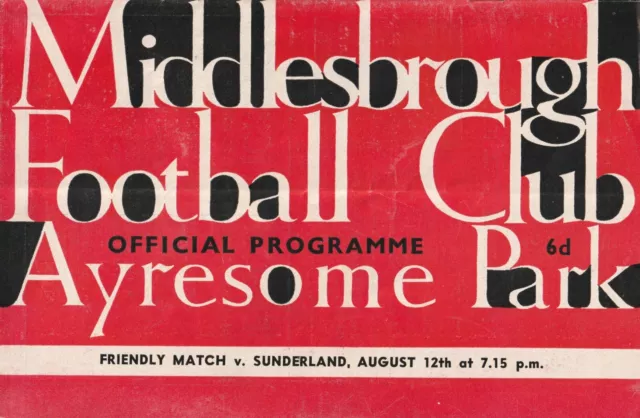 MIDDLESBROUGH v SUNDERLAND 1964/65 FRIENDLY