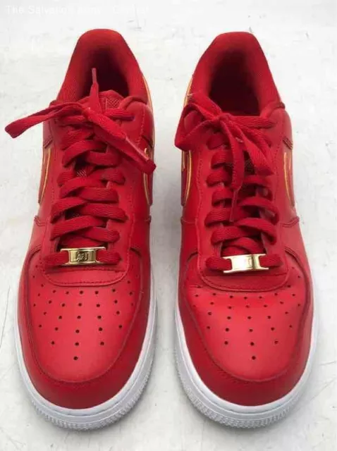 Nike Womens Air Force 1 AO2132-602 Red Leather Lace-Up Sneaker Shoes Size 11