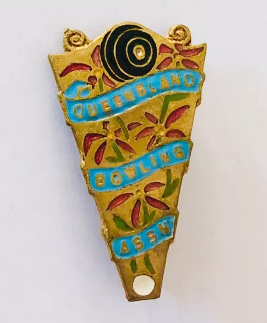 Queensland Bowling Association Club Badge Pin Rare Vintage (L25)